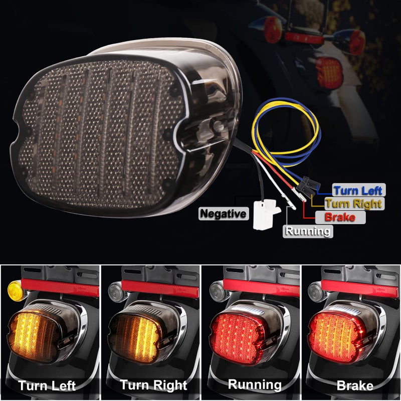 MOVOTOR Tail Light Led Integrated Turn Signal Brake Running Light Low Profile Smoked Rear Light Compatible with Harley Sportster 883 1200 Dyna Road King Electra Glide - Image 3